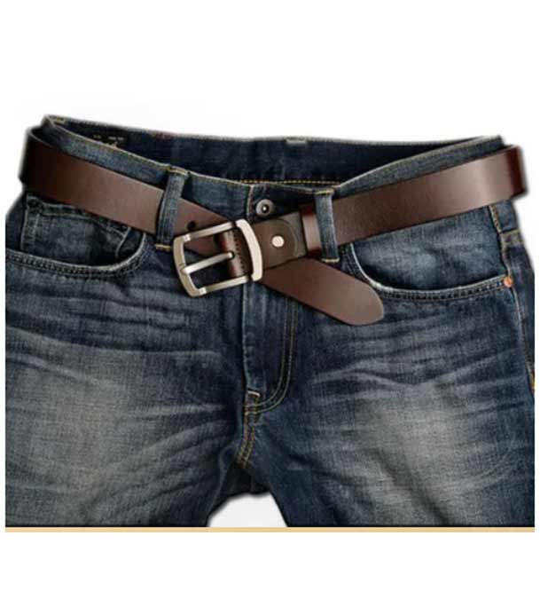 Picture of 2 Pcs Round Style Genuine Leather Belt Combo with Free Punch Machine
