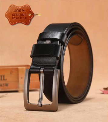 Picture of Genuine Leather Belt Black Color With Square Style